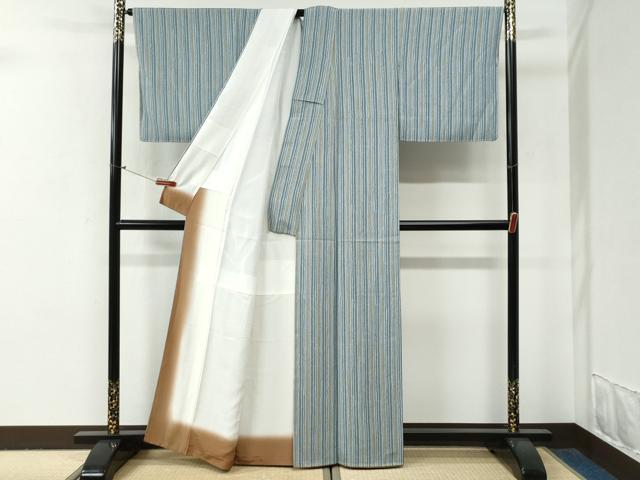 平和屋着物●上質な小紋　縞　正絹　逸品　未使用　CABG0836yc