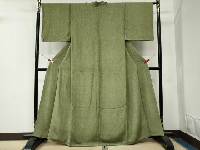 平和屋着物●江戸小紋　南天小紋柄　鬼しぼ縮緬　正絹　逸品　CABG0837yc