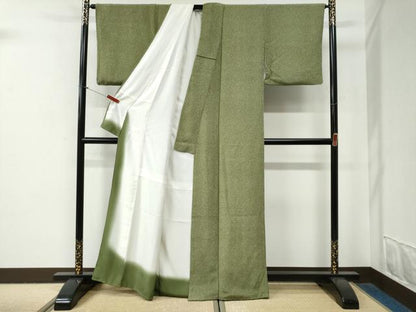 平和屋着物●江戸小紋　南天小紋柄　鬼しぼ縮緬　正絹　逸品　CABG0837yc