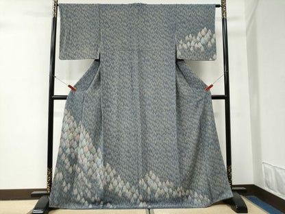平和屋着物●訪問着　樹林文　鬼しぼ縮緬　ロング丈　正絹　逸品　CABG0838yc