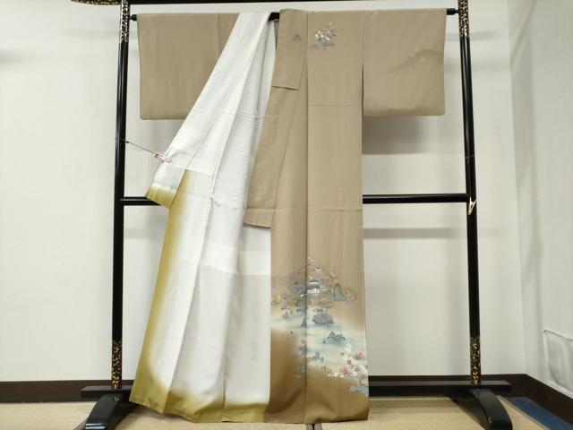 平和屋着物●訪問着　友禅　作家物　樹林風景文　暈し染め　正絹　逸品　CABG0840yc