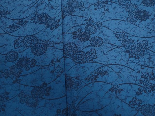 平和屋着物●訪問着　藍　型染め　芝草菊文　暈し染め　正絹　逸品　CABG0841yc