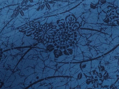 平和屋着物●訪問着　藍　型染め　芝草菊文　暈し染め　正絹　逸品　CABG0841yc
