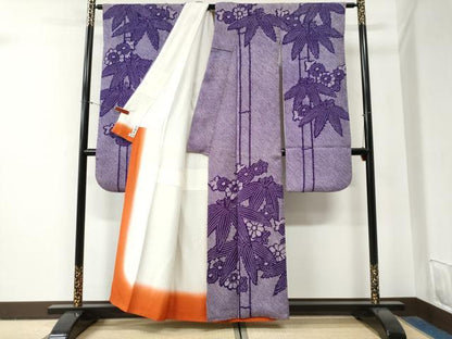 平和屋着物●豪華振袖　総絞り　笹竹花文　正絹　逸品　CABG0842yc