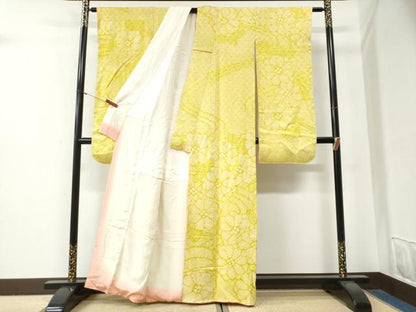 平和屋着物●豪華振袖　総絞り　舞花文　正絹　逸品　CABG0843yc
