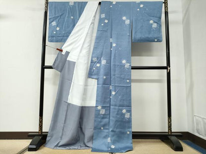 平和屋着物●上質な小紋　破れ色紙草花文　蛍暈し　ロング丈　正絹　逸品　CABG0846yc