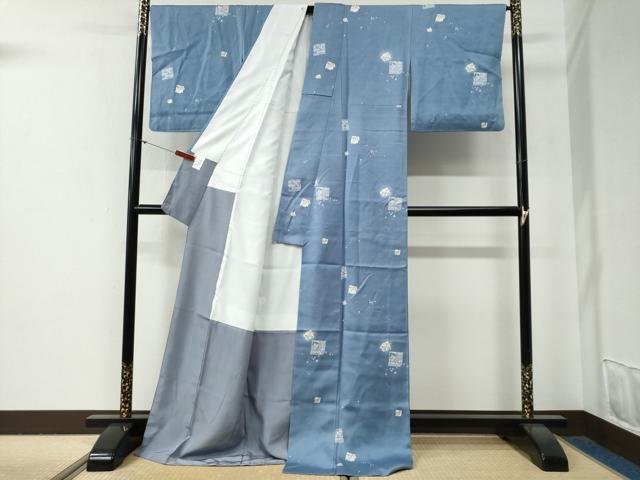 平和屋着物●上質な小紋　破れ色紙草花文　蛍暈し　ロング丈　正絹　逸品　CABG0846yc