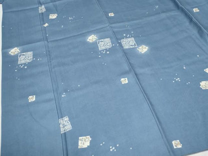 平和屋着物●上質な小紋　破れ色紙草花文　蛍暈し　ロング丈　正絹　逸品　CABG0846yc
