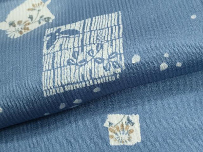 平和屋着物●上質な小紋　破れ色紙草花文　蛍暈し　ロング丈　正絹　逸品　CABG0846yc