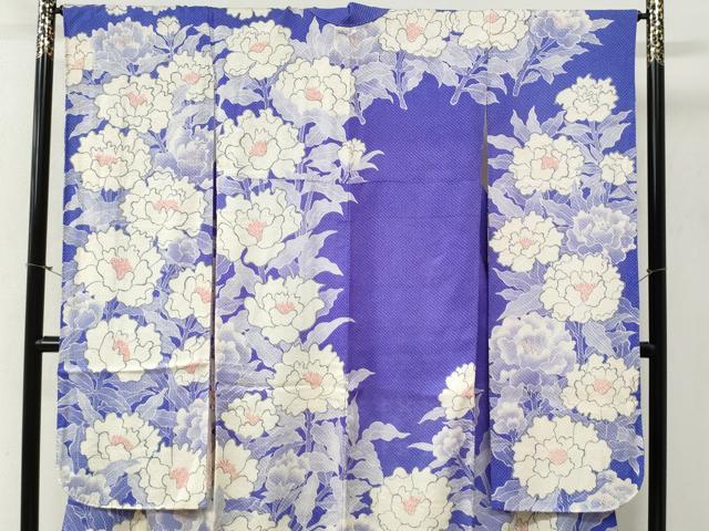 平和屋着物●名門　藤娘きぬたや・総絞り　振袖　牡丹　正絹　逸品　CABG0847yc