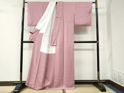 平和屋着物●上質な色無地　菊尽くし地紋　撫子色　正絹　逸品　未使用　CABG0848yc