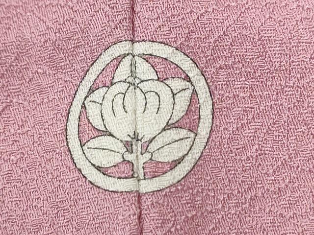 平和屋着物○上質な色無地 菊尽くし地紋 撫子色 正絹 逸品 未