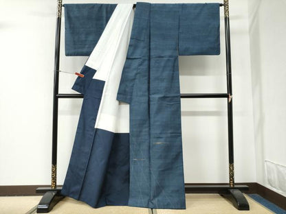 平和屋着物●色留訪問着　紬地　魚　金糸　正絹　逸品　CABG0849yc