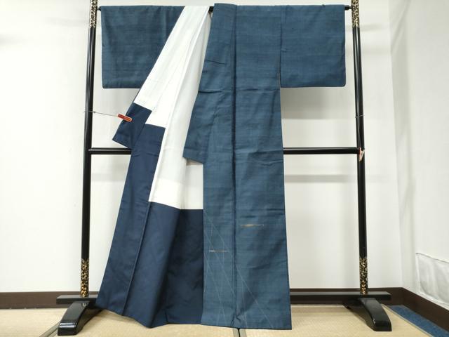 平和屋着物●色留訪問着　紬地　魚　金糸　正絹　逸品　CABG0849yc