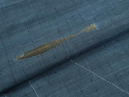 平和屋着物●色留訪問着　紬地　魚　金糸　正絹　逸品　CABG0849yc