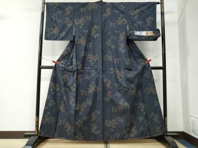 平和屋着物●本場大島紬　7マルキ　泥染め　枝花文　竹山保弘作　証紙付き　正絹　逸品　未使用　CABG0852yc