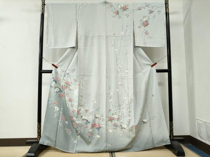 平和屋着物●訪問着　友禅　作家物　枝花文　暈し染め　正絹　逸品　CABG0854yc