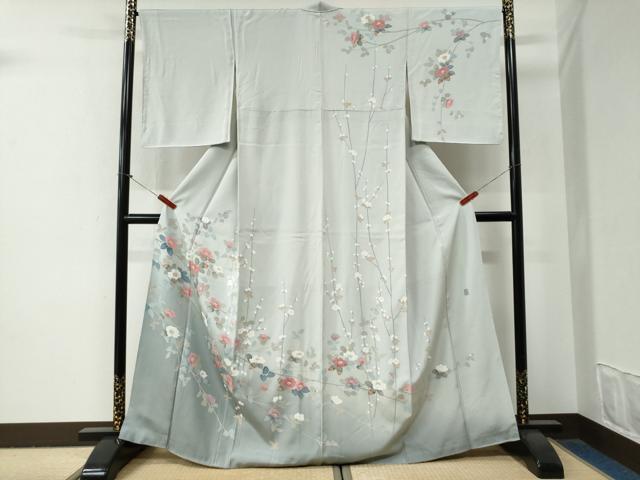 平和屋着物●訪問着　友禅　作家物　枝花文　暈し染め　正絹　逸品　CABG0854yc