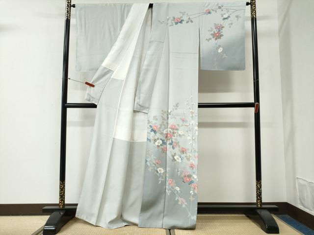 平和屋着物●訪問着　友禅　作家物　枝花文　暈し染め　正絹　逸品　CABG0854yc