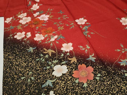 平和屋着物●豪華振袖　舞桜文　暈し染め　金通し地　正絹　逸品　CABG0857yc