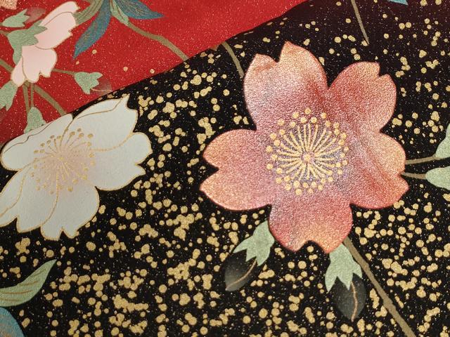 平和屋着物●豪華振袖　舞桜文　暈し染め　金通し地　正絹　逸品　CABG0857yc