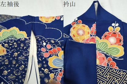 平和屋着物●和染紅型　栗山紅型　栗山吉三郎　振袖　枝垂れ花松文　鬼しぼ縮緬　正絹　逸品　CABG0859yc