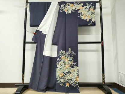 平和屋着物●訪問着　竹屋町刺繍　更紗花唐草文　金彩　正絹　逸品　CABG0860yc