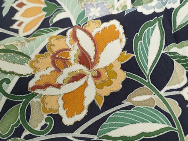 平和屋着物●訪問着　竹屋町刺繍　更紗花唐草文　金彩　正絹　逸品　CABG0860yc