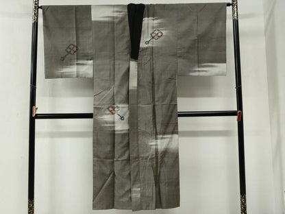 平和屋着物●男性　長襦袢　袷　紬地　器物文　正絹　逸品　CABG0861yc