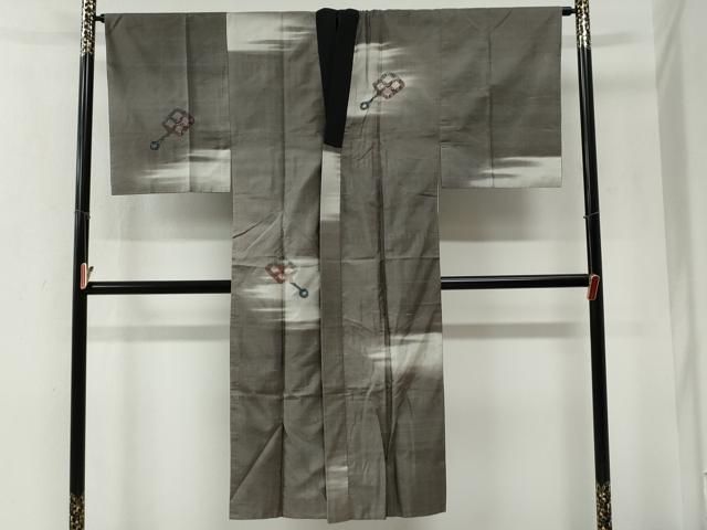 平和屋着物●男性　長襦袢　袷　紬地　器物文　正絹　逸品　CABG0861yc
