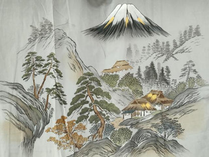 平和屋着物●男性　長襦袢　無双仕立て　手描き　遠山風景文　暈し染め　金彩　正絹　逸品　CABG0864yc