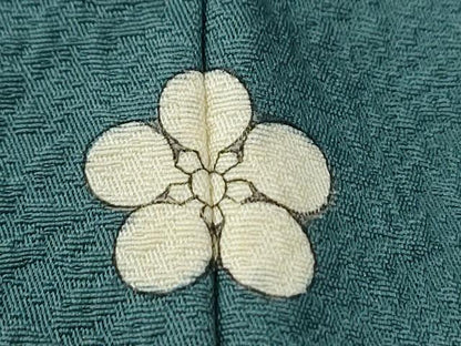 平和屋着物●上質な色無地　菊花地紋　青碧色　ロング丈　正絹　逸品　未使用　CABG0867yc