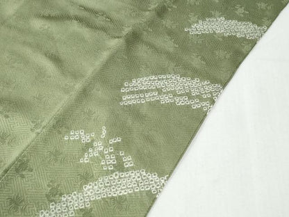 平和屋着物●訪問着　駒刺繍　地紙笹花文　金彩　正絹　逸品　CABG0871yc