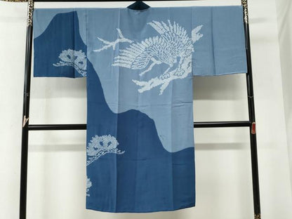平和屋着物●男性　長襦袢　袷　絞り　飛鶴枝松文　正絹　逸品　未使用　CABG0877yc