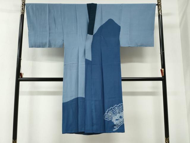 平和屋着物●男性　長襦袢　袷　絞り　飛鶴枝松文　正絹　逸品　未使用　CABG0877yc