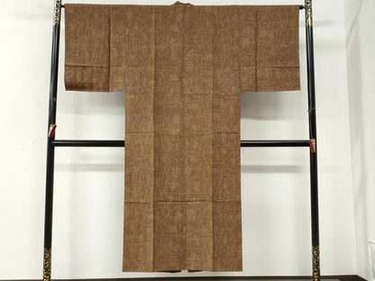 平和屋着物●男性　長襦袢　袷　切嵌人物文　正絹　逸品　CABG0881yc