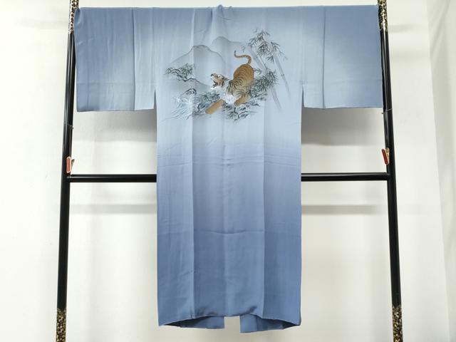 平和屋着物●男性　長襦袢　袷　手描き　虎　暈し染め　やまと誂製　キングサイズ　正絹　逸品　未使用　CABG0883yc