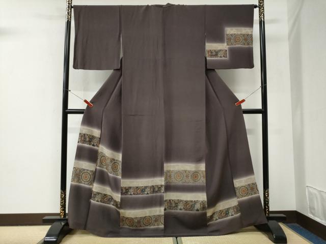 平和屋着物●訪問着　変わり市松動物吉祥花文　暈し染め　鬼しぼ縮緬　正絹　逸品　CABG0884yc