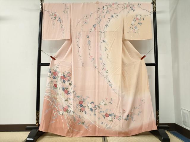 平和屋着物●訪問着　友禅　枝菊文　暈し染め　正絹　逸品　CABG0885yc