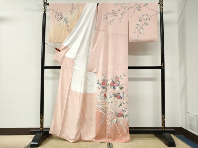 平和屋着物●訪問着　友禅　枝菊文　暈し染め　正絹　逸品　CABG0885yc