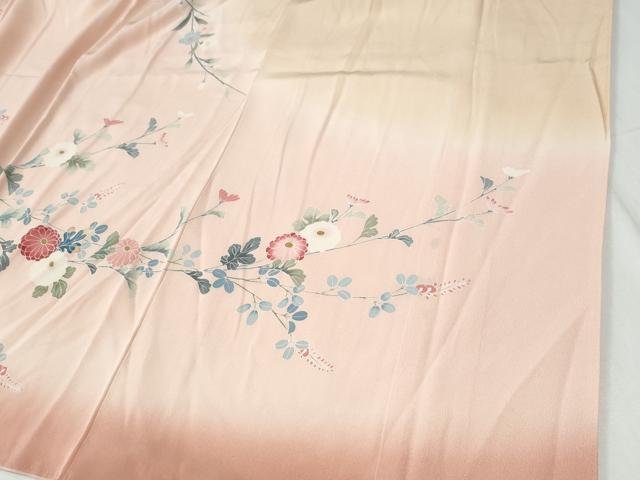 平和屋着物●訪問着　友禅　枝菊文　暈し染め　正絹　逸品　CABG0885yc