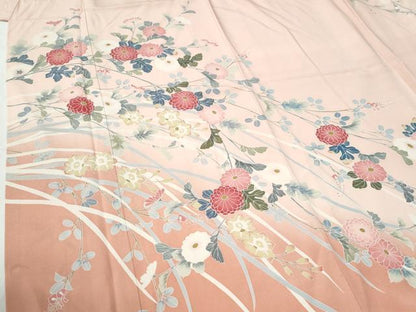 平和屋着物●訪問着　友禅　枝菊文　暈し染め　正絹　逸品　CABG0885yc