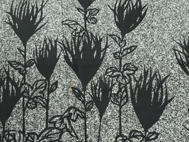 平和屋着物●訪問着　作家物　草花文　たたき染め　正絹　逸品　CABG0887yc