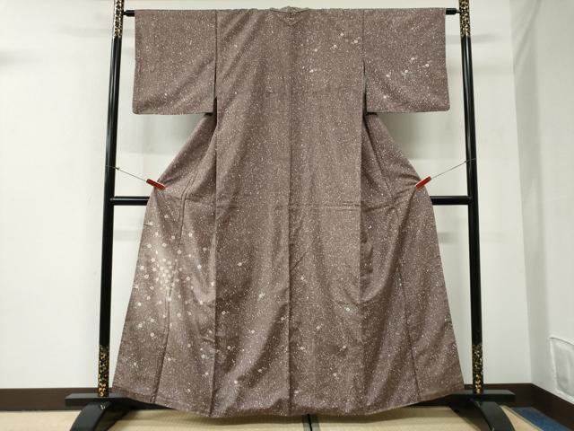 平和屋着物●訪問着　本場染大島紬　花唐草文　たたき染め　正絹　逸品　CABG0888yc