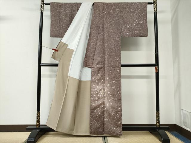 平和屋着物●訪問着　本場染大島紬　花唐草文　たたき染め　正絹　逸品　CABG0888yc