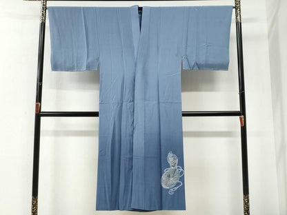 平和屋着物●男性　長襦袢　袷　手描き　虎　瓢箪　暈し染め　金彩　正絹　逸品　未使用　CABG0889yc