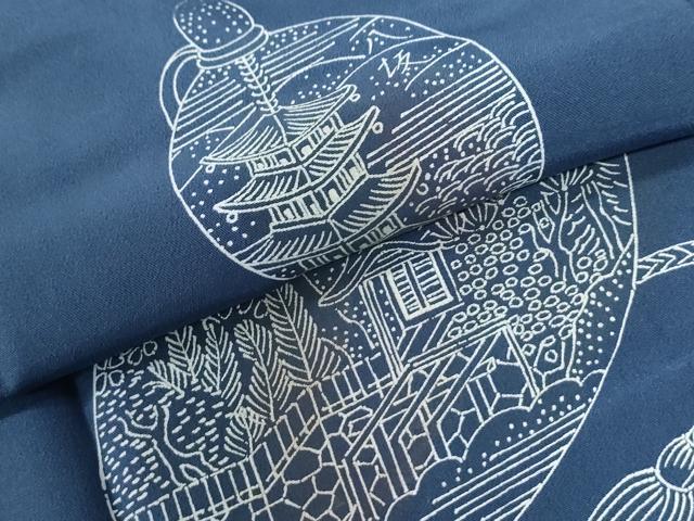 平和屋着物●男性　長襦袢　袷　手描き　虎　瓢箪　暈し染め　金彩　正絹　逸品　未使用　CABG0889yc