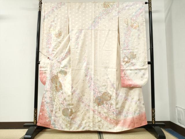 平和屋着物●豪華振袖　鼓舞桜文　暈し染め　金銀彩　やまと誂製　正絹　逸品　CABG0894yc