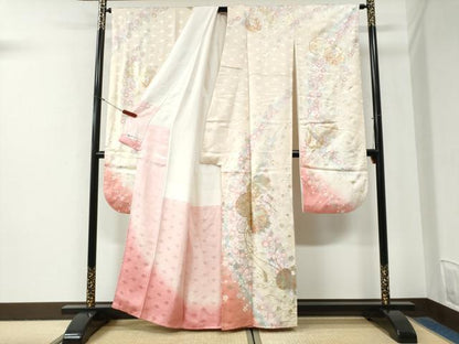 平和屋着物●豪華振袖　鼓舞桜文　暈し染め　金銀彩　やまと誂製　正絹　逸品　CABG0894yc