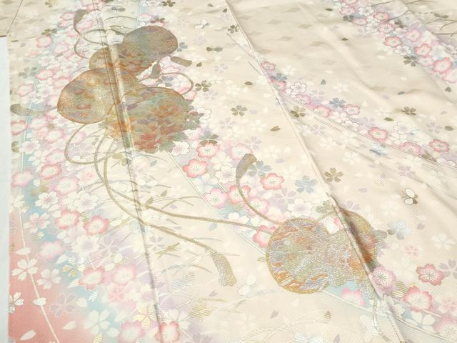 平和屋着物●豪華振袖　鼓舞桜文　暈し染め　金銀彩　やまと誂製　正絹　逸品　CABG0894yc